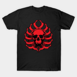 Skull-Ribcage Tribal    (RED) T-Shirt